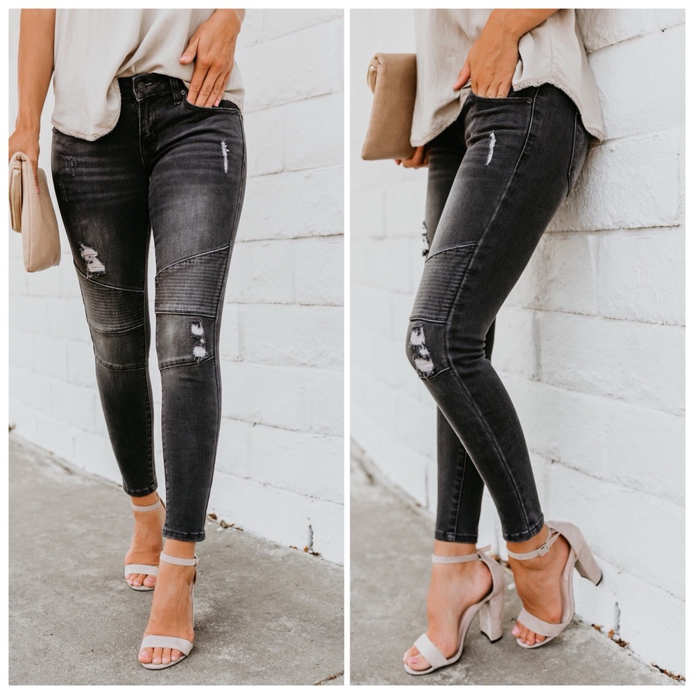 NEW‼️Dark grey MOTO panel frayed skinny - jeans